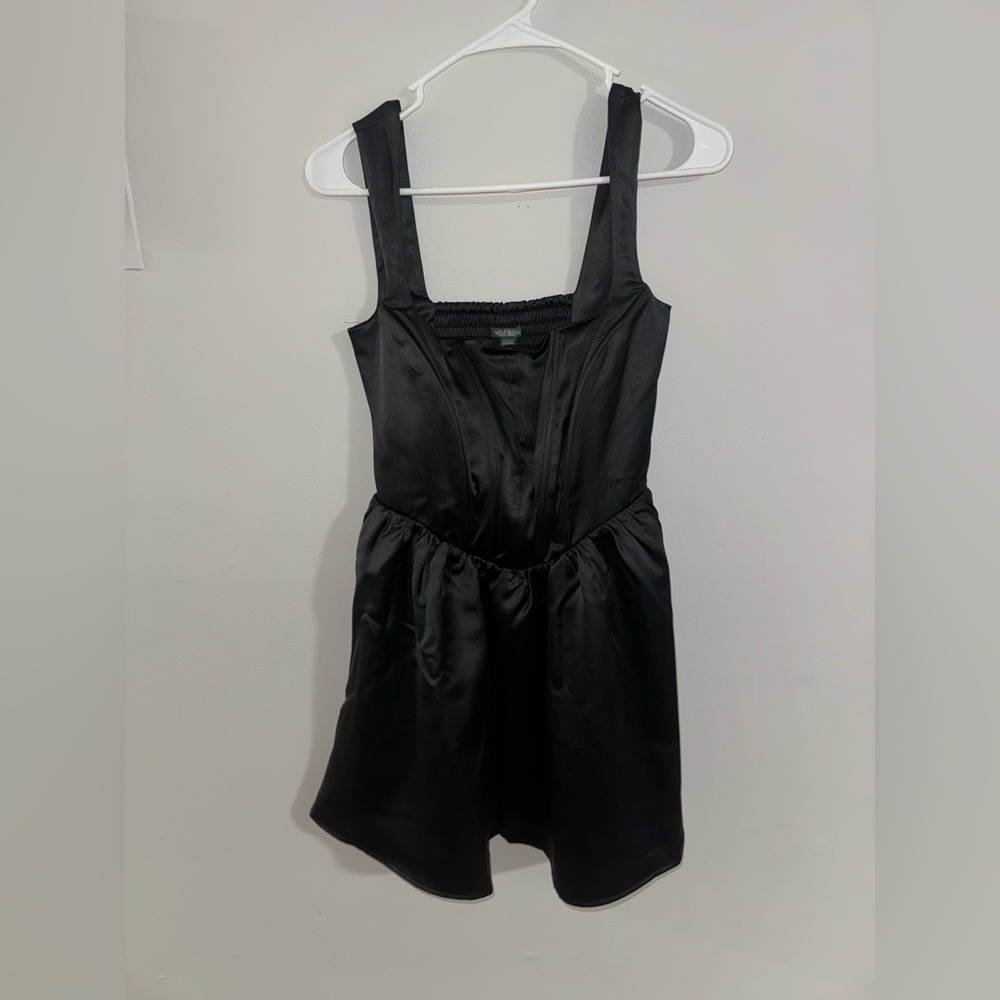 Wild Fable Women's Black Satin Mini Dress - Size Small - Side-Zip NWT
